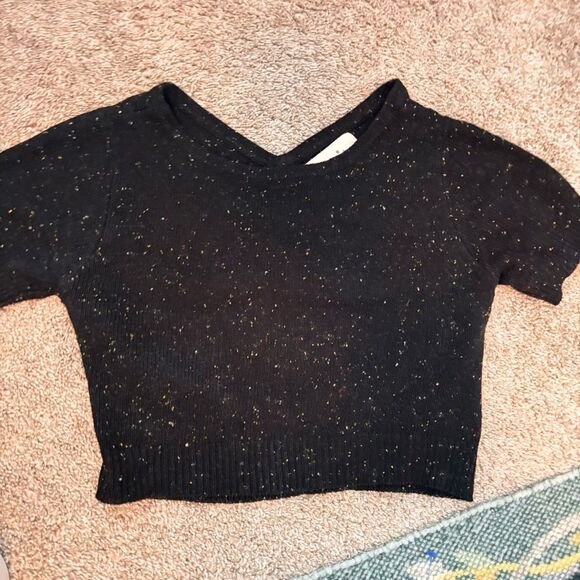 FOR LOVE & LEMONS Wool/Acrylic Black Knit Crop Open Back Cardigan Sweater Med - Picture 1 of 6